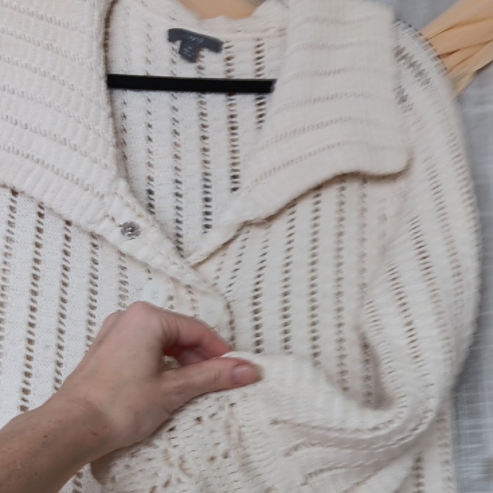 Cream Open-Knit Sweater - Picture 3 of 13